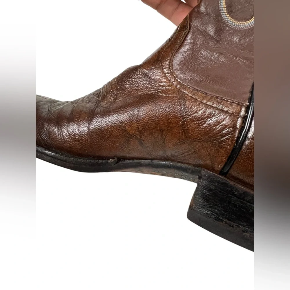 Larry Mahan Brown Cowboy Western Boots 465 Mens 6.5 D Leather Vintage Outdoors